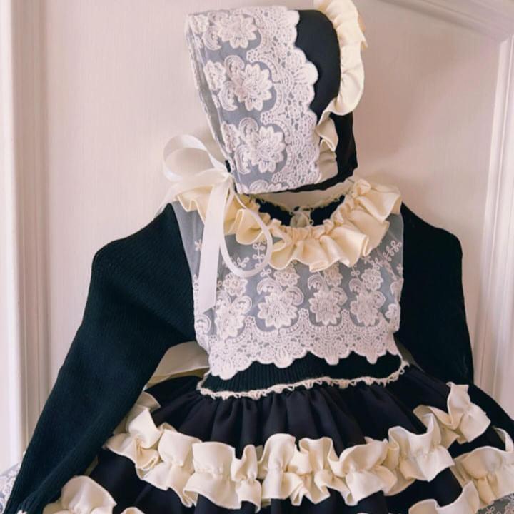 Black Knit and Lace Dress w